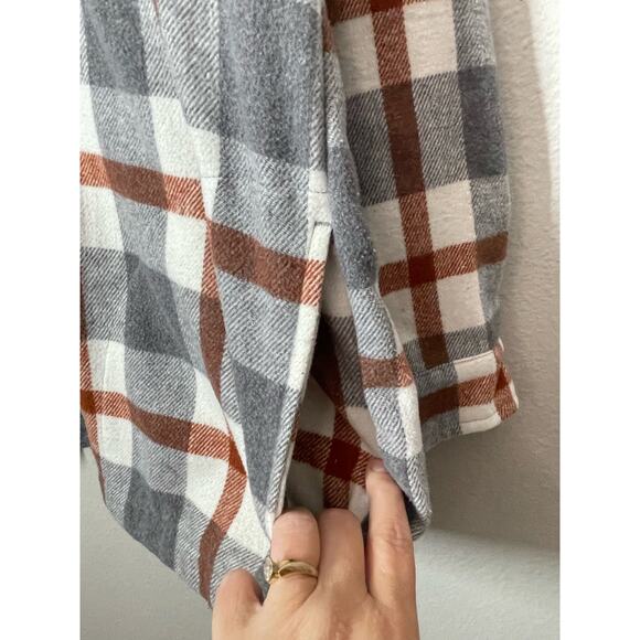 HFX Womens Shacket Flannel Plaid Jacket Pockets Large Oversized Fall Colors Snap - Picture 4 of 6
